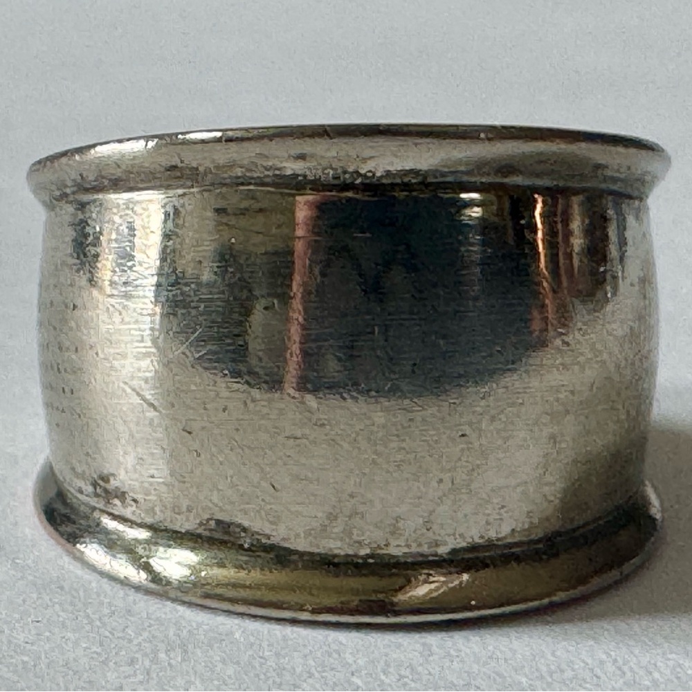 Vintage Domed Sterling Silver Wide Cigar Band Ring Rolled Edge Thailand